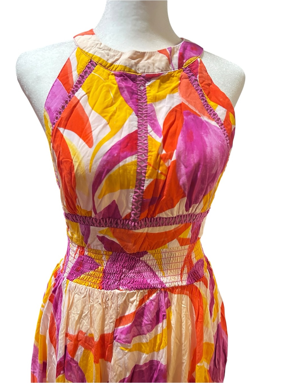 Anthropologie Abel The Label RUMI Abstract Tropical Maxi Dress | Open Back - Picture 3 of 5